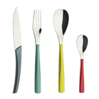 QUARTZ MIRROR FINISH MULTICOLOR Cutlery set for 24 place settings serrated