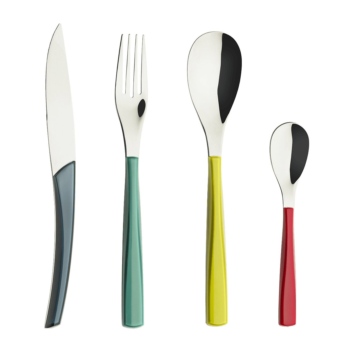 QUARTZ MIRROR FINISH MULTICOLOR Cutlery set for 24 place settings serrated