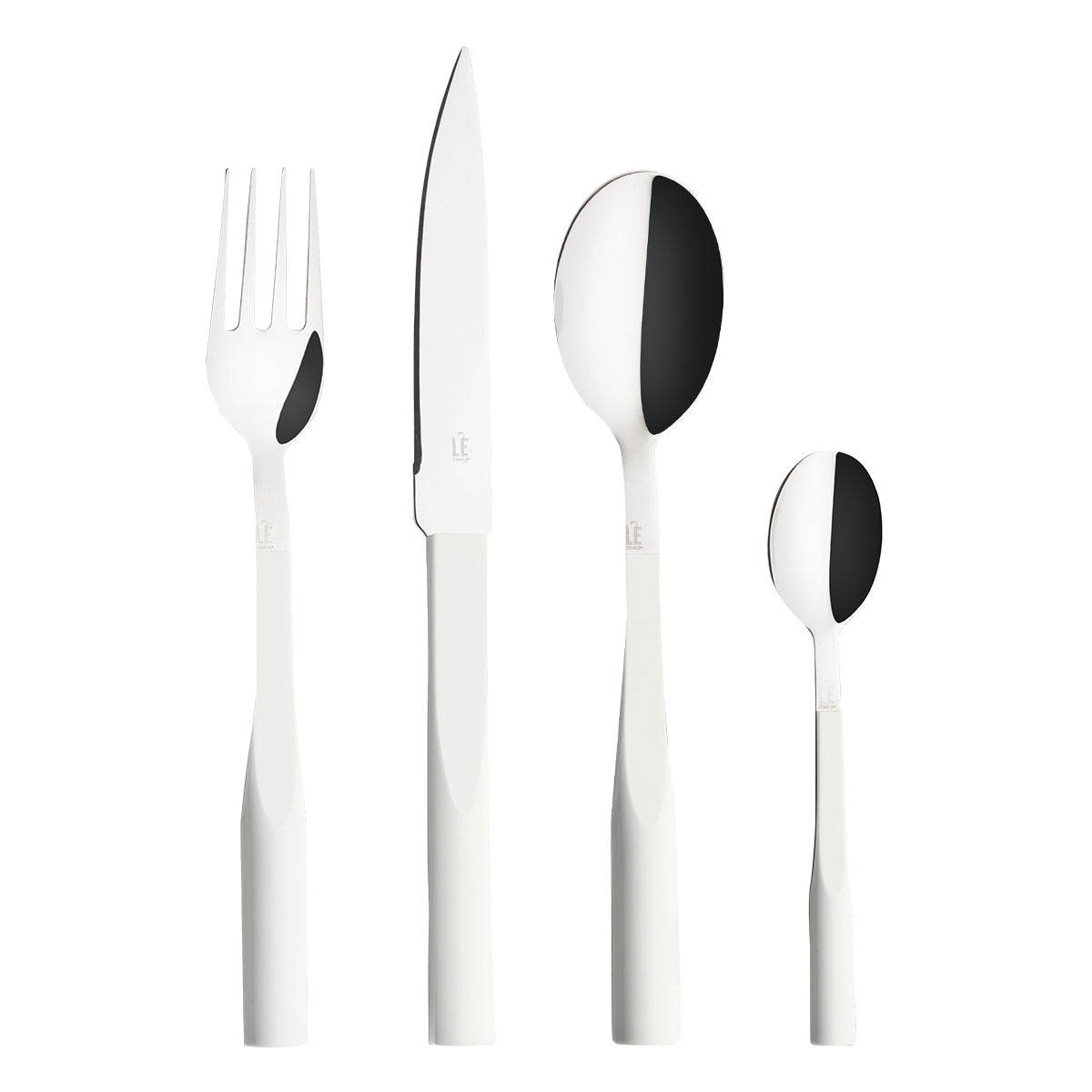 L'E STARCK BLANC NAVET Coffret 24 couverts lame scie