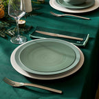 NUANCES COTON & LIN VERT EMERAUDE Nappe carrée 180 x 180 cm