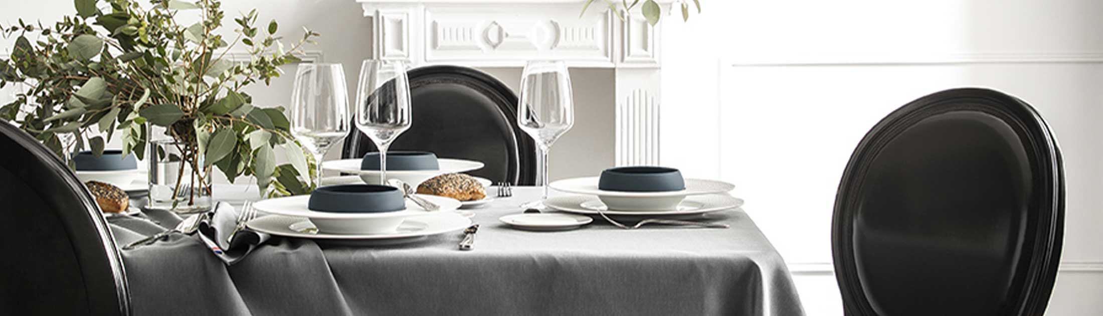 NUANCES COTON & LIN DEGRENNE GREY Rectangular tablecloth 180 x 250 cm