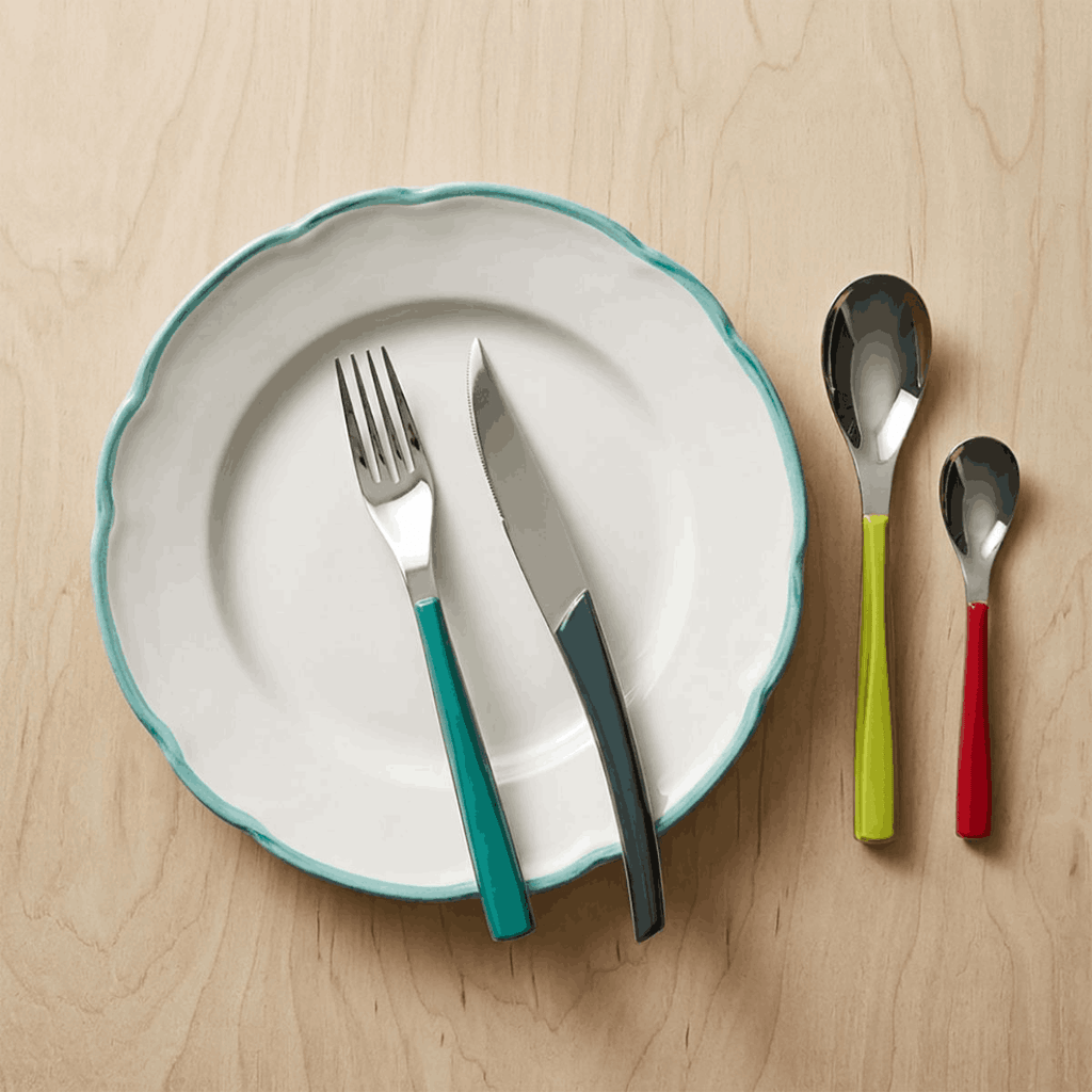 QUARTZ MIRROR FINISH MULTICOLOR Cutlery set for 24 place settings serrated