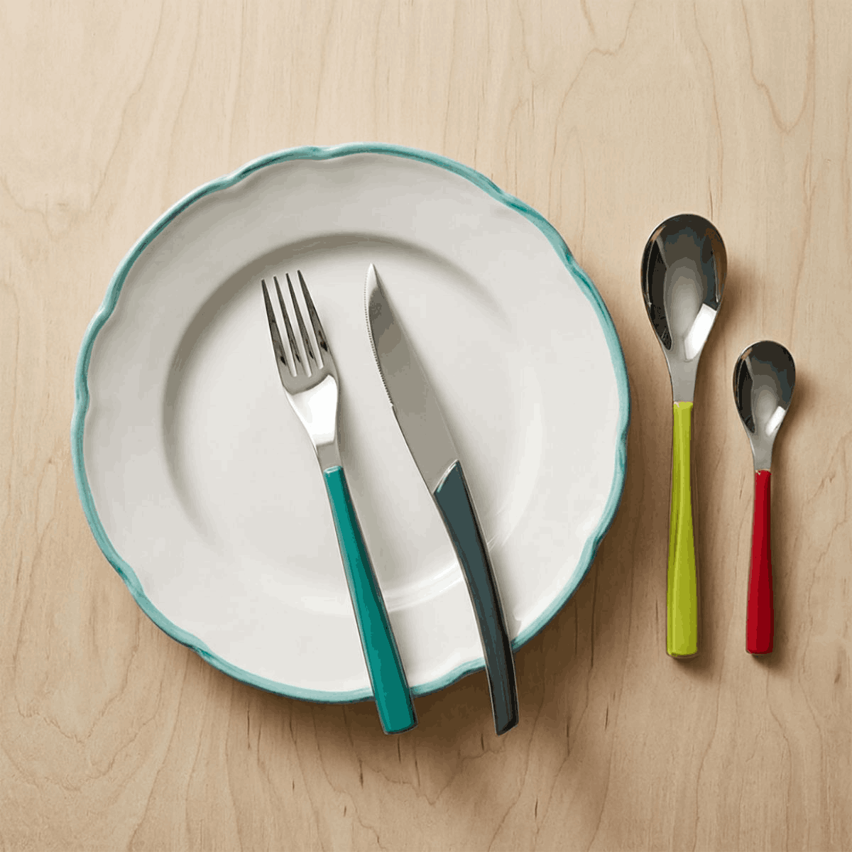 QUARTZ MIRROR FINISH MULTICOLOR Cutlery set for 24 place settings serrated