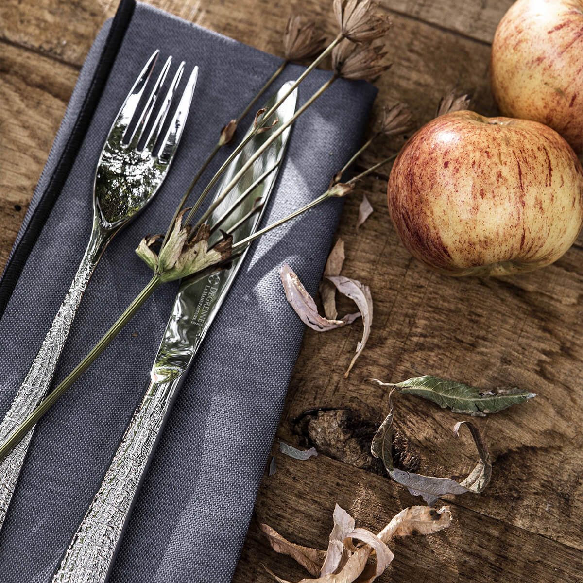 NUANCES COTON & LIN GRIS DEGRENNE Lot de 4 serviettes 50 x 40 cm