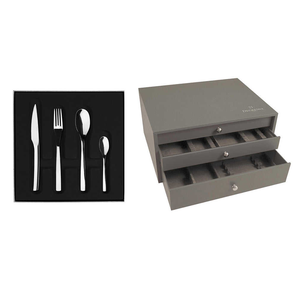 GUEST MIROIR Colis écrin 124 couverts monobloc lame scie