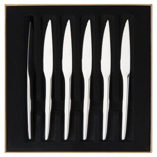 GUEST MIRROR FINISH Set of 6 steak knives solid handle serrated