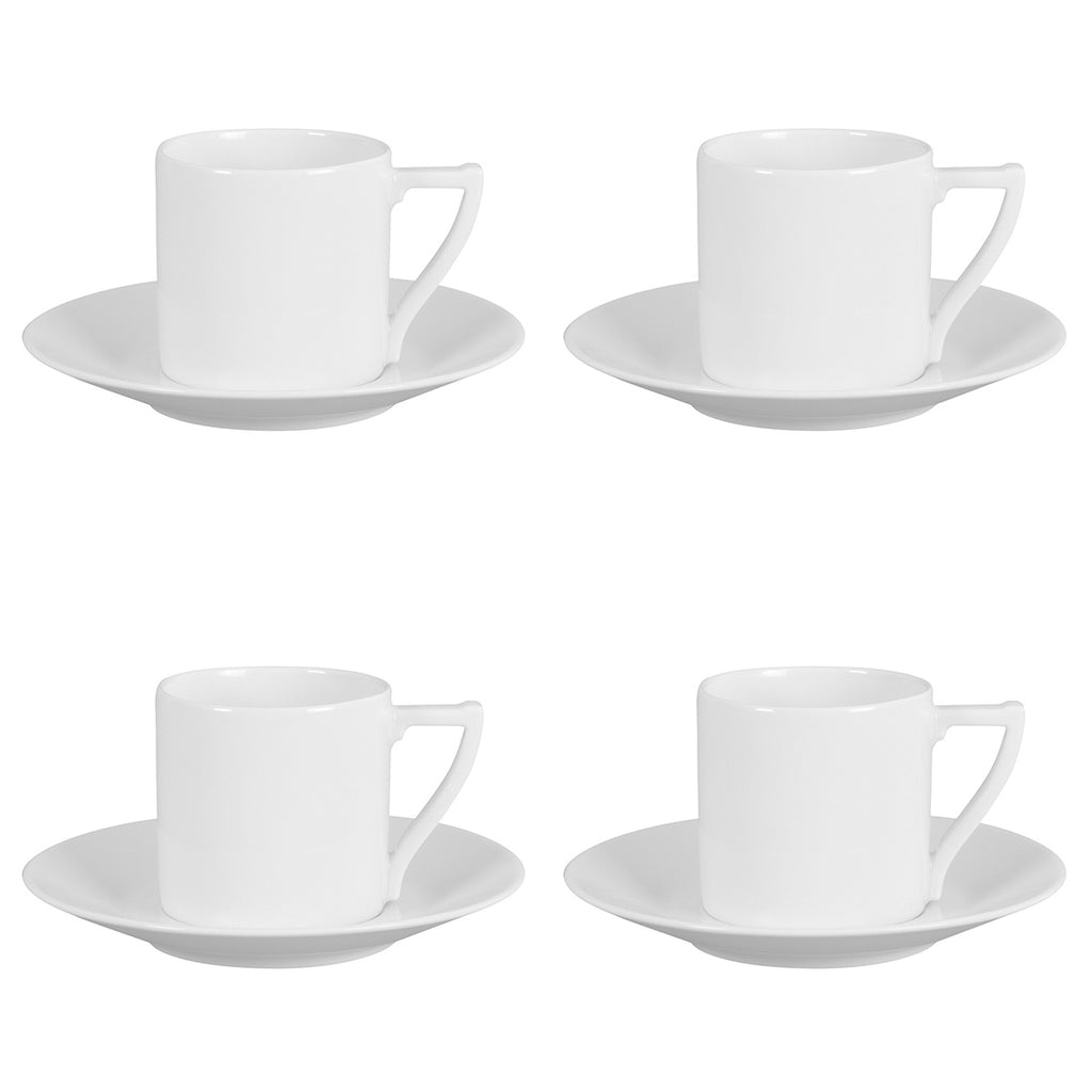 NEWPORT BLANC Coffret 4 tasses avec soucoupes à café/expresso