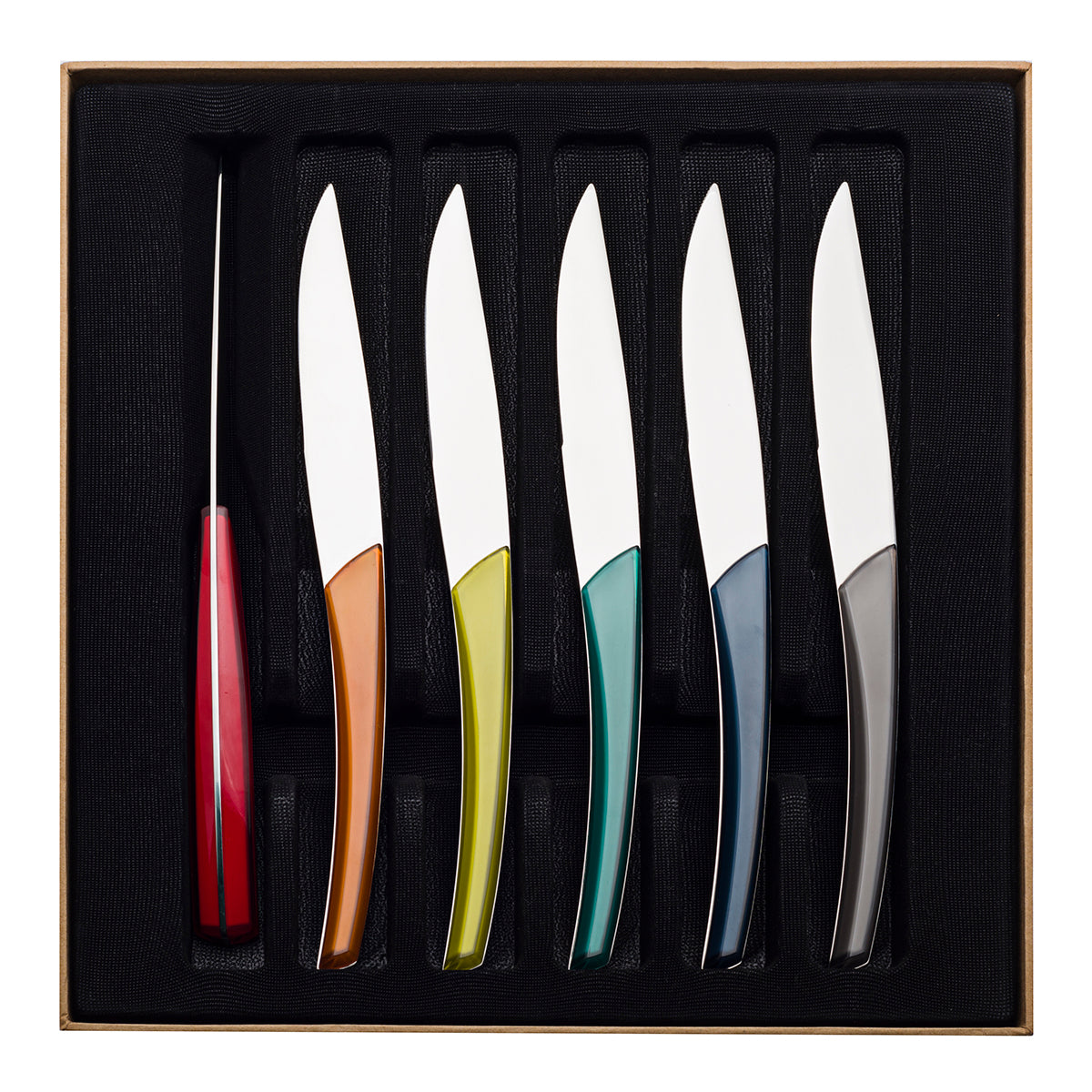 QUARTZ MIRROR FINISH MULTICOLOR Set of 6 steak knives