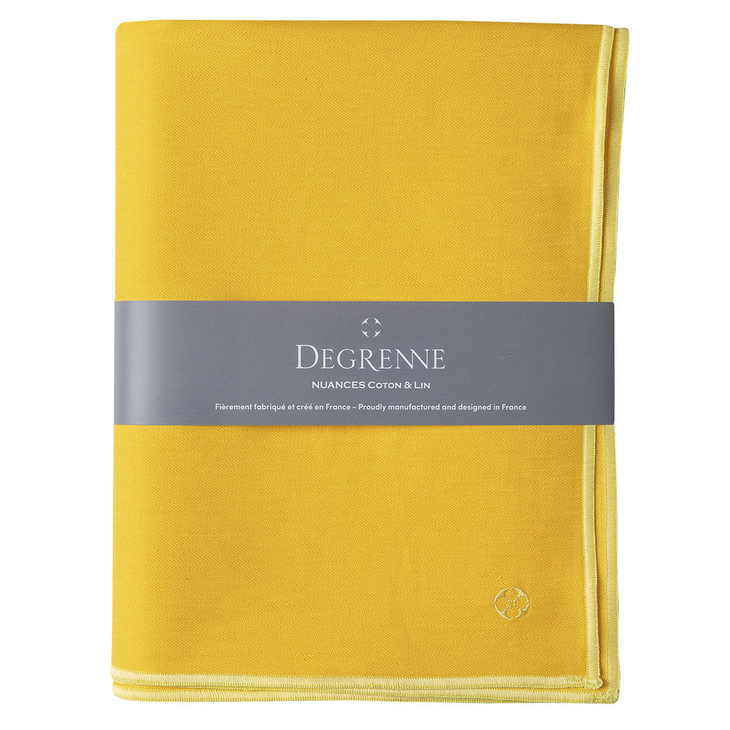 NUANCES COTON & LIN JAUNE TOURNESOL Nappe rectangulaire 180 x 250 cm