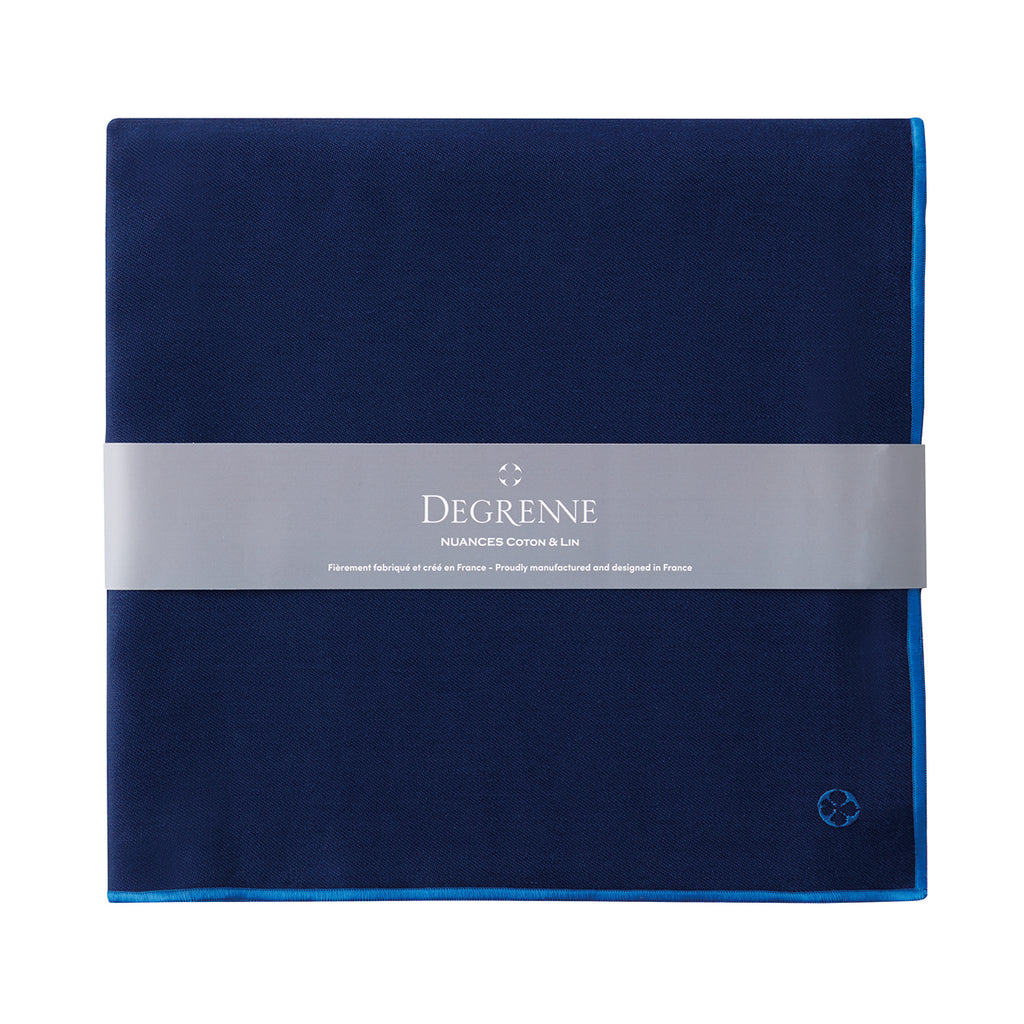 NUANCES COTON & LIN BLEU NUIT Nappe carrée 180 x 180 cm
