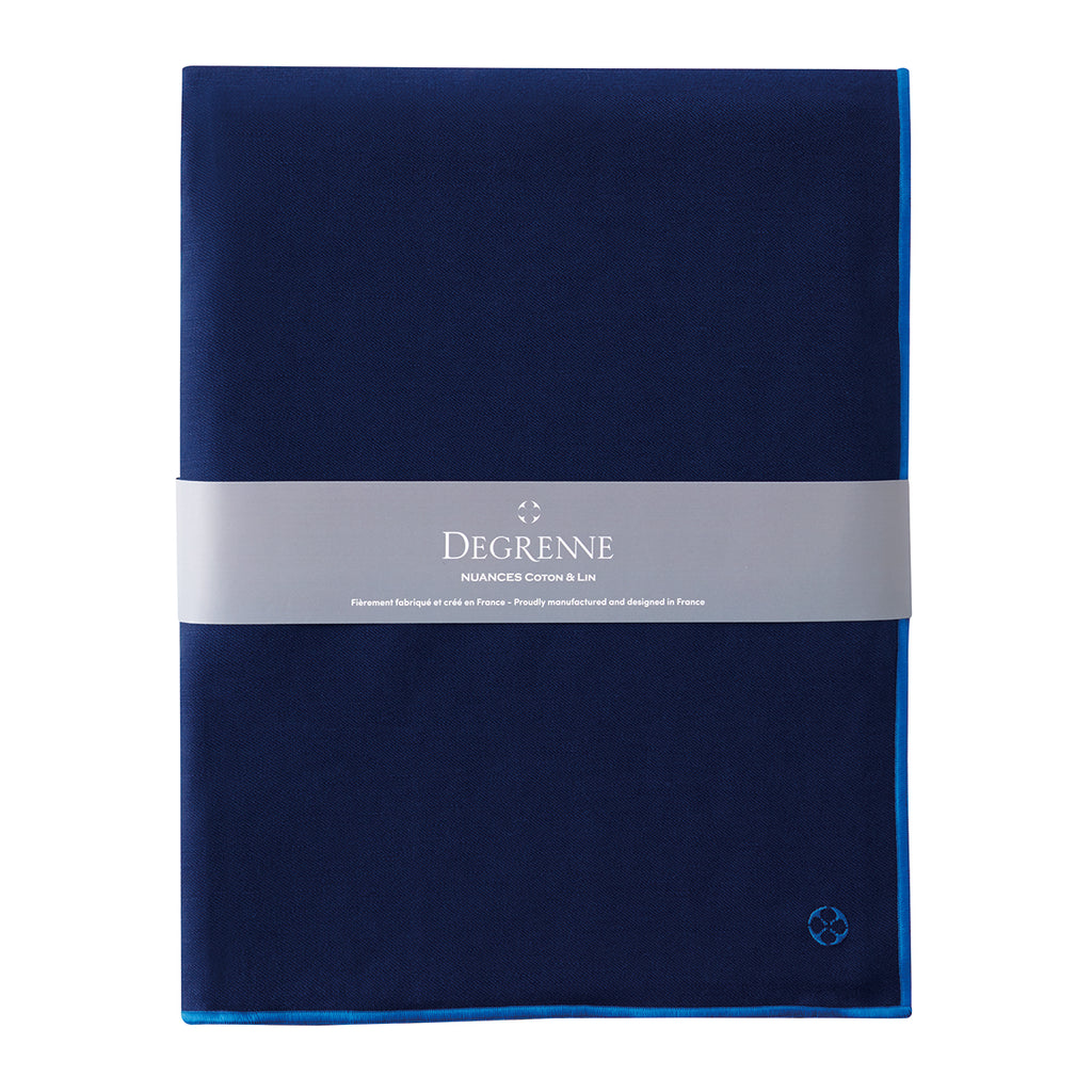 NUANCES COTON & LIN BLEU NUIT Nappe rectangulaire 180 x 250 cm