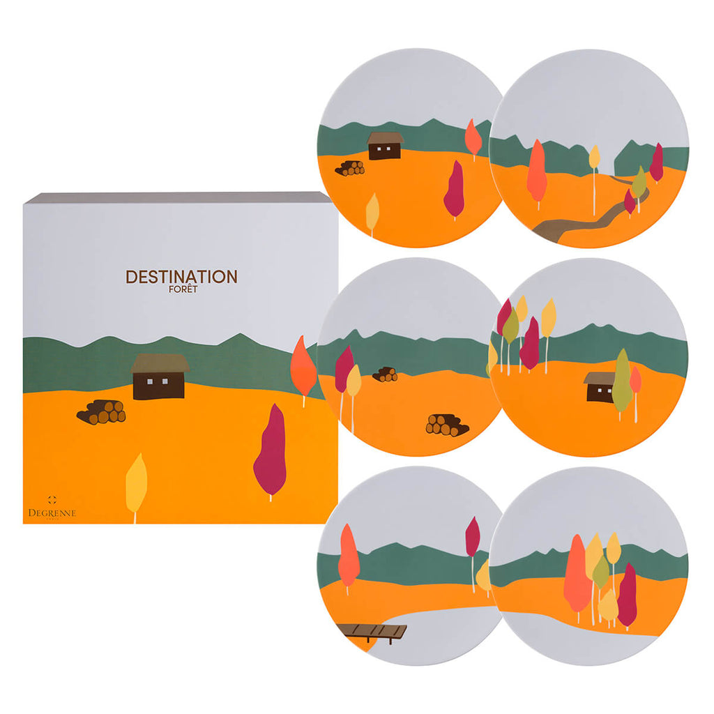 DESTINATION FORET Set of 6 plates 23 cm