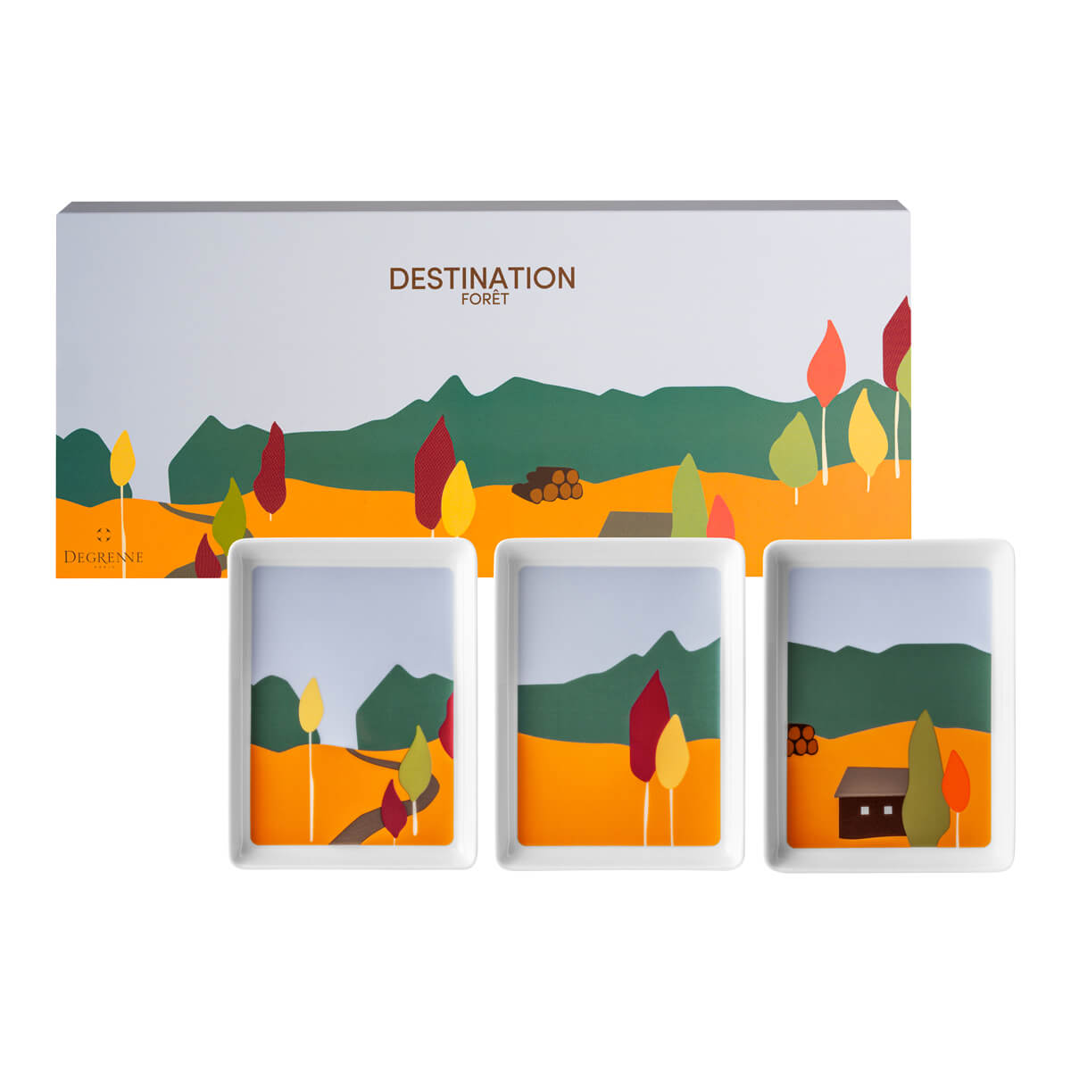 DESTINATION FORET Coffret 3 mini plats 16 x 12 cm
