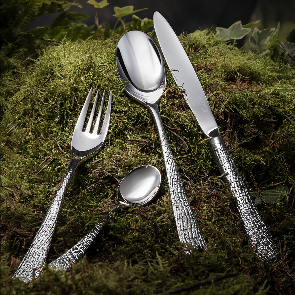 SUPERNATURE MIRROR FINISH  Cutlery set for 24 place settings solid handle serrated