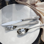 SUPERNATURE MIRROR FINISH  Cutlery set for 24 place settings solid handle serrated