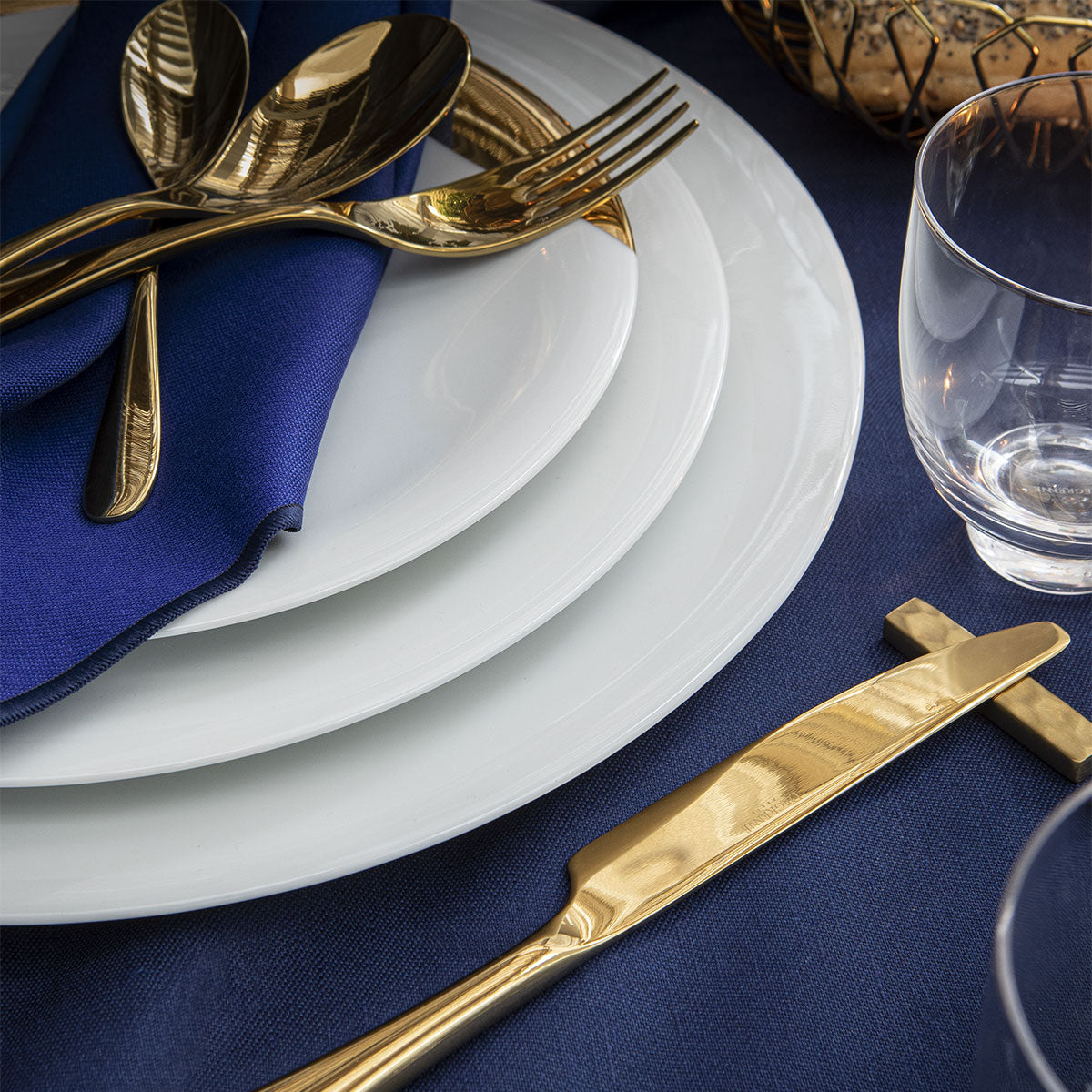 NUANCES COTON & LIN ROYAL BLUE Set of 4 rectangular napkings 50 x 40 cm