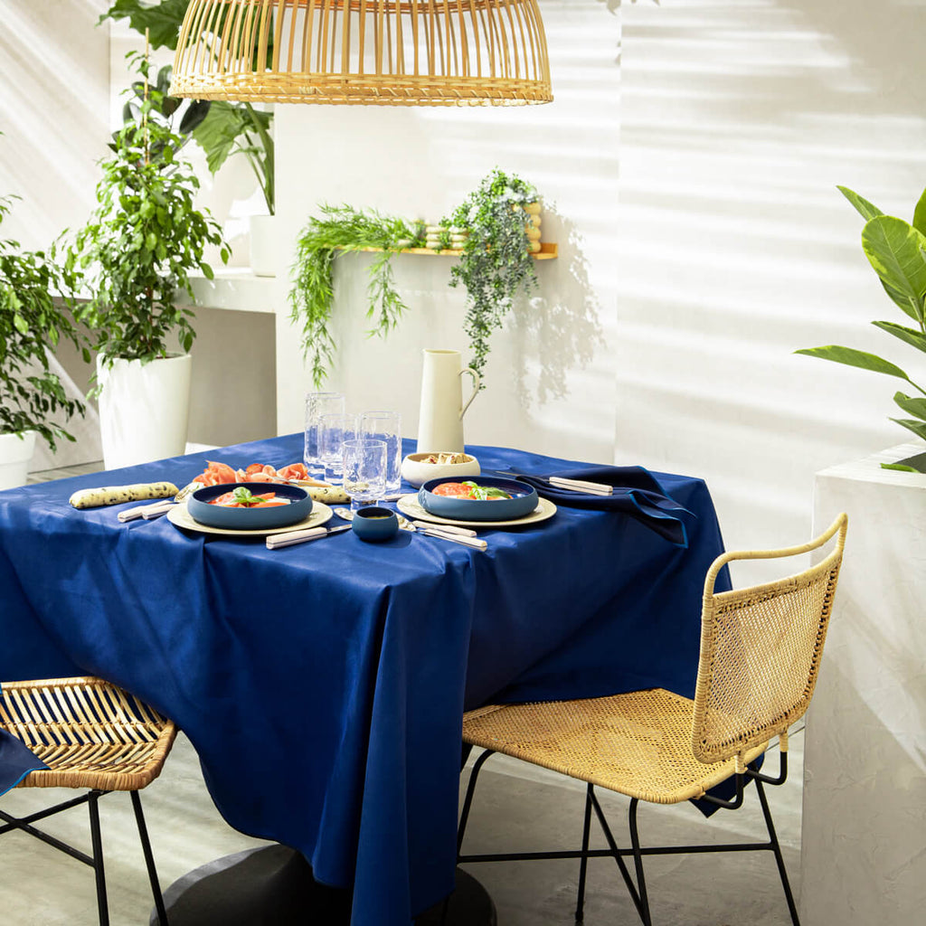 NUANCES COTON & LIN ROYAL BLUE Rectangular tablecloth 180 x 250 cm