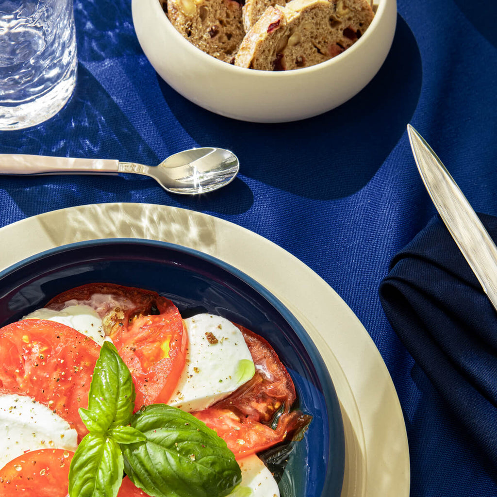 NUANCES COTON & LIN BLEU ROY Nappe carrée 180 x 180 cm