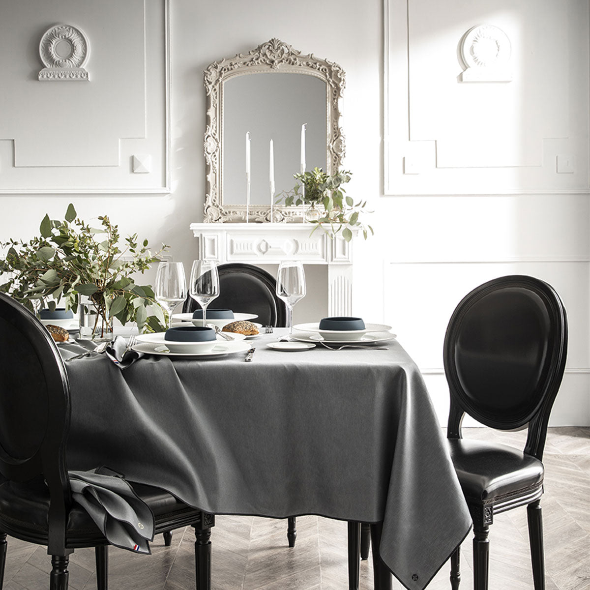 NUANCES COTON & LIN GRIS DEGRENNE Nappe rectangulaire 180 x 250 cm