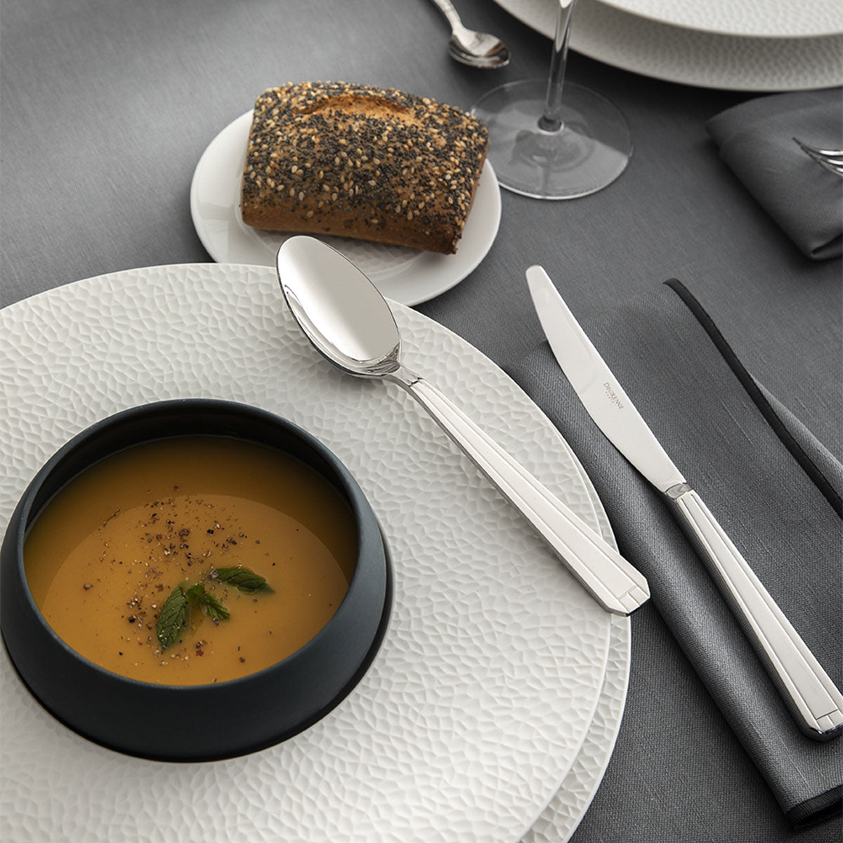 NUANCES COTON & LIN DEGRENNE GREY Square tablecloth 180 x 180 cm