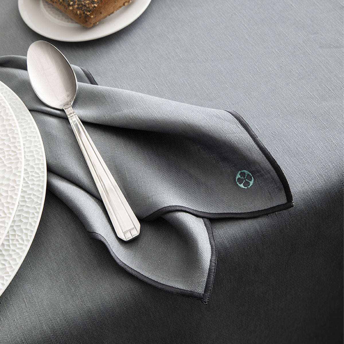 NUANCES COTON & LIN DEGRENNE GREY Set of 4 rectangular napkings 50 x 40 cm