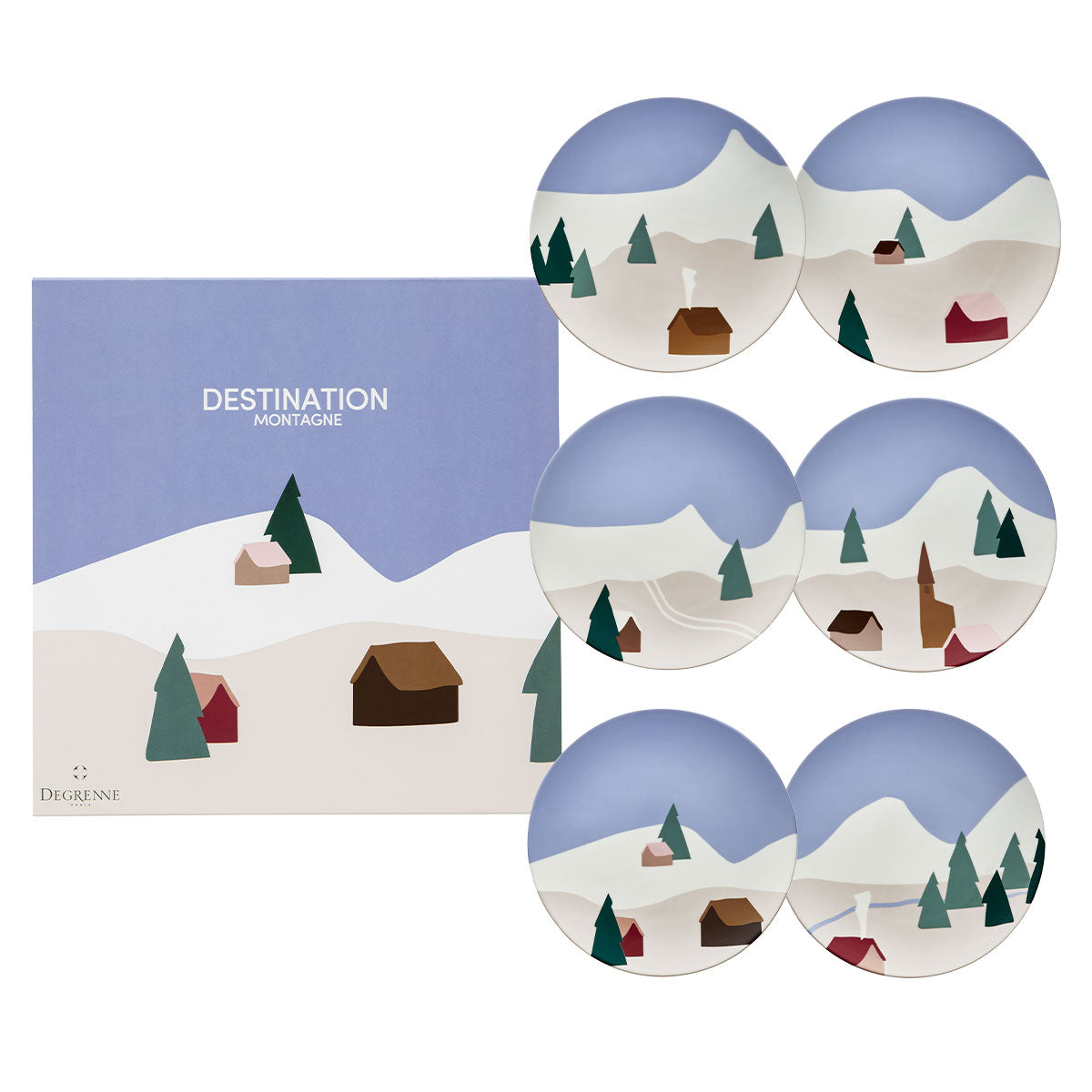 DESTINATION MONTAGNE Coffret 6 assiettes 23 cm