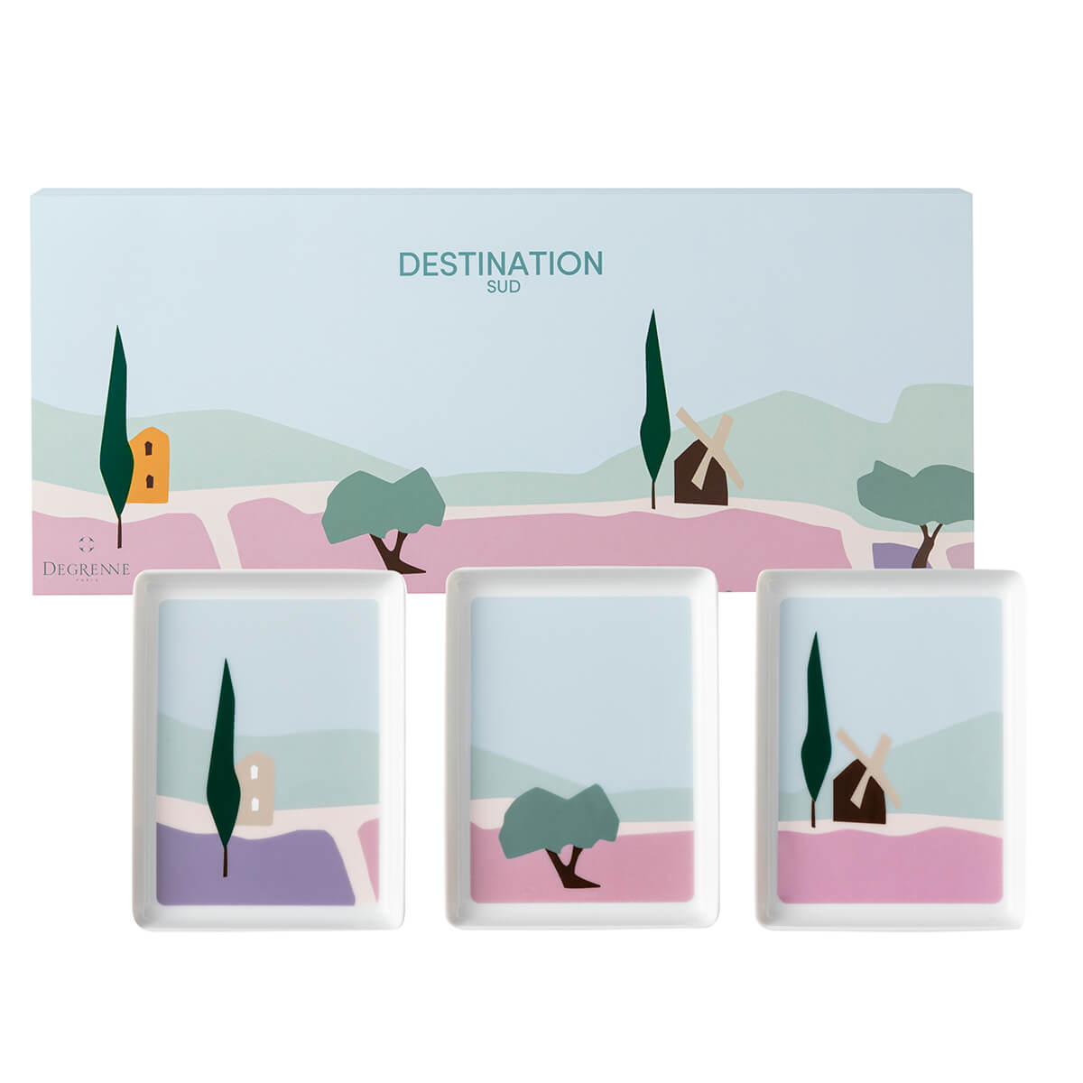 DESTINATION SUD Coffret 3 mini plats 16 x 12 cm