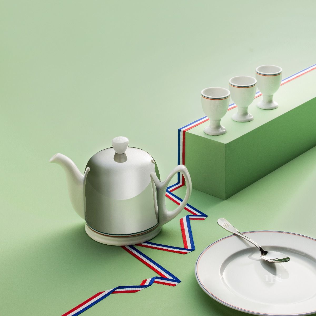 DEGRENNE ELYSEE French Republic egg cup and spoon set